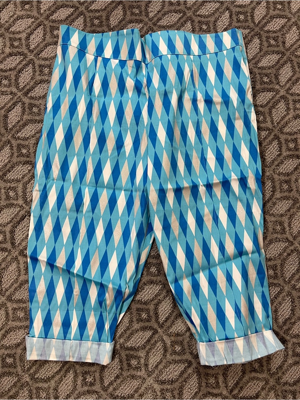 Pinup Couture Blue Diamond-Print Capri Pants